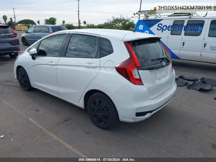 3HGGK5H42KM700195 2019 Honda Fit Lx