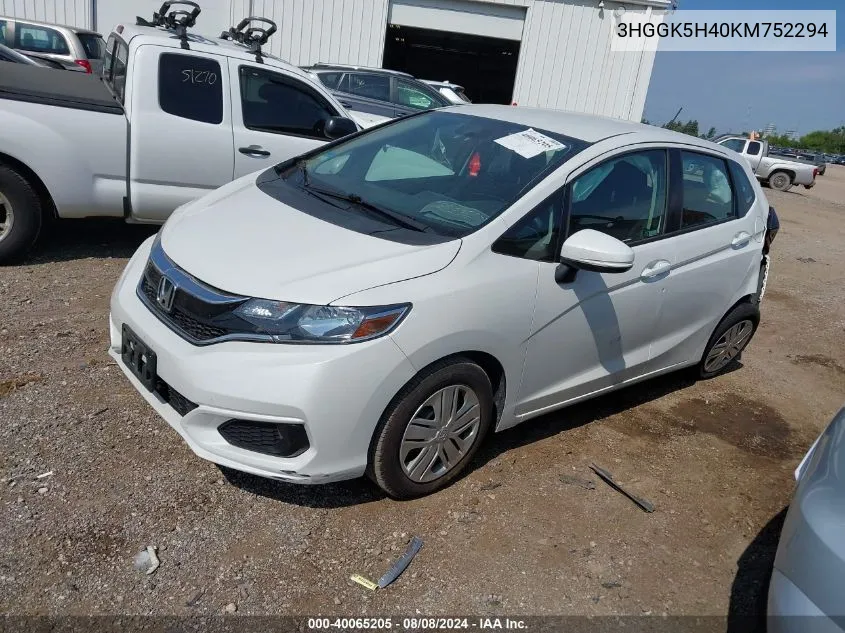 3HGGK5H40KM752294 2019 Honda Fit Lx