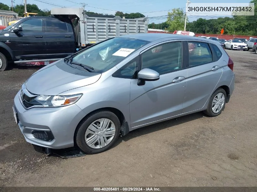 2019 Honda Fit Lx VIN: 3HGGK5H47KM733452 Lot: 40205481