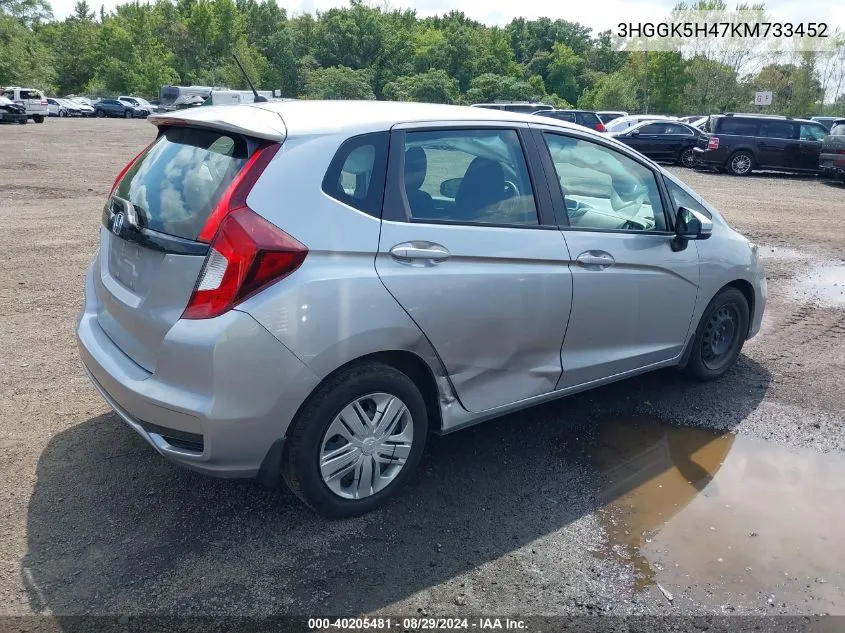 2019 Honda Fit Lx VIN: 3HGGK5H47KM733452 Lot: 40205481