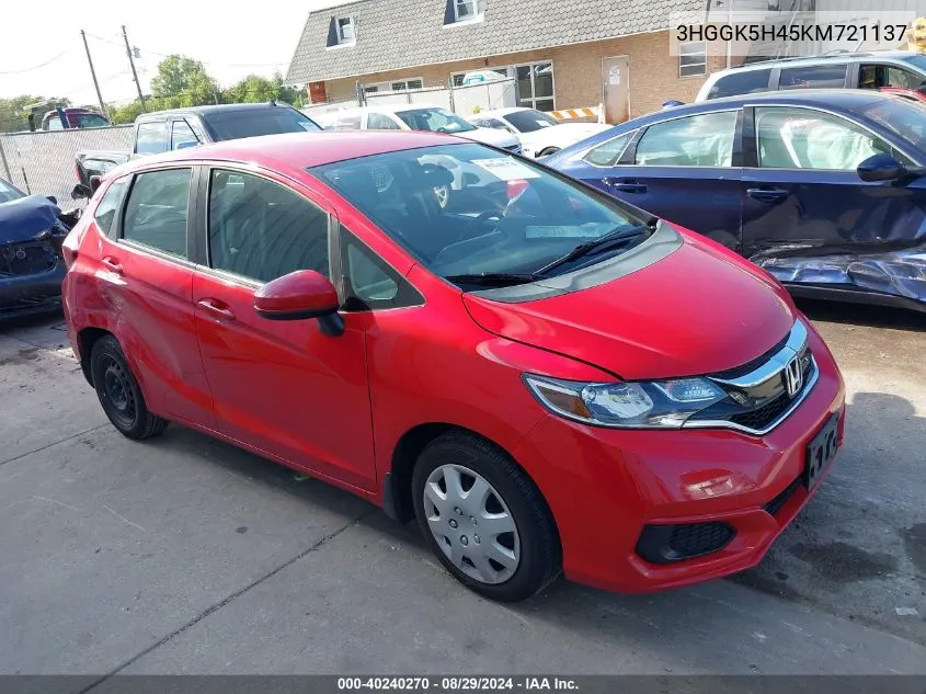 2019 Honda Fit Lx VIN: 3HGGK5H45KM721137 Lot: 40240270