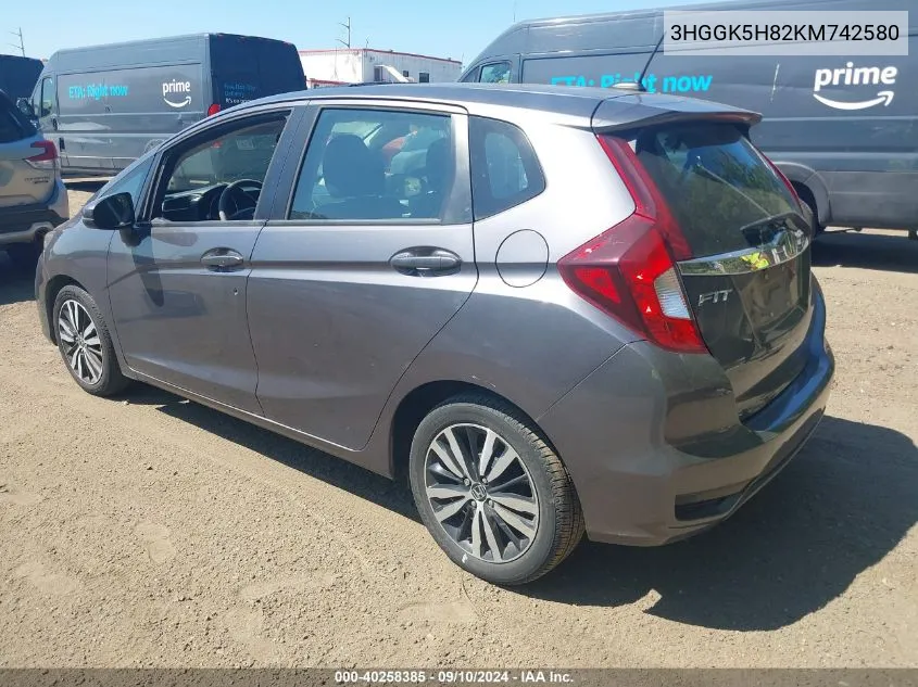 2019 Honda Fit Ex VIN: 3HGGK5H82KM742580 Lot: 40258385