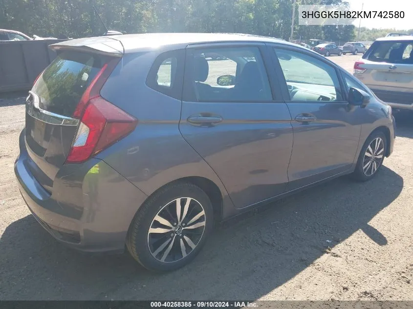 2019 Honda Fit Ex VIN: 3HGGK5H82KM742580 Lot: 40258385