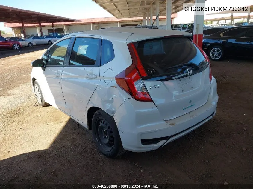 2019 Honda Fit Lx VIN: 3HGGK5H40KM733342 Lot: 40268800