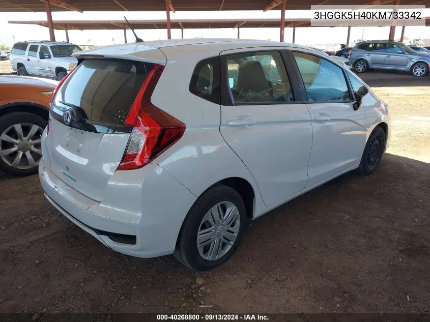 2019 Honda Fit Lx VIN: 3HGGK5H40KM733342 Lot: 40268800