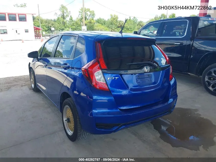 2019 Honda Fit Lx VIN: 3HGGK5H44KM722862 Lot: 40292787