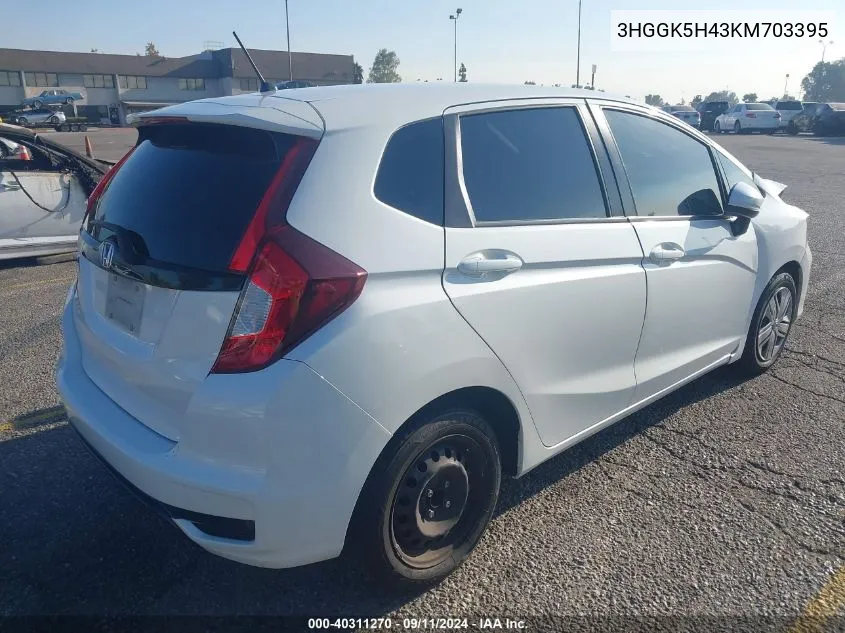 2019 Honda Fit Lx VIN: 3HGGK5H43KM703395 Lot: 40311270