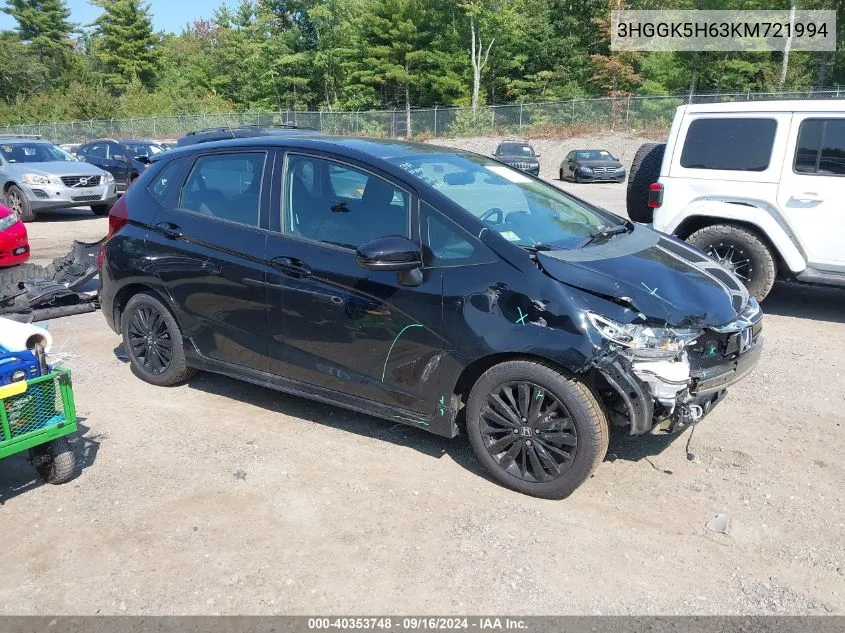 3HGGK5H63KM721994 2019 Honda Fit Sport