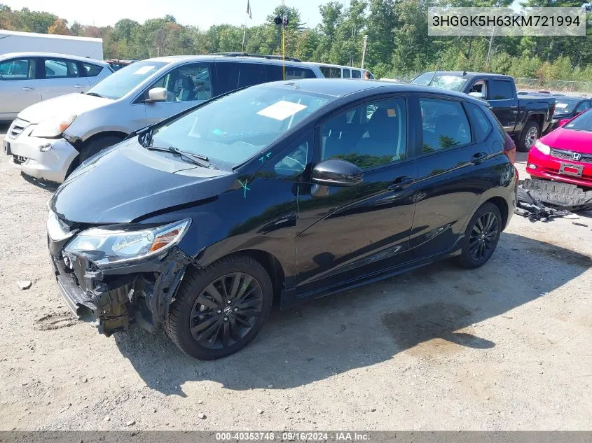 2019 Honda Fit Sport VIN: 3HGGK5H63KM721994 Lot: 40353748