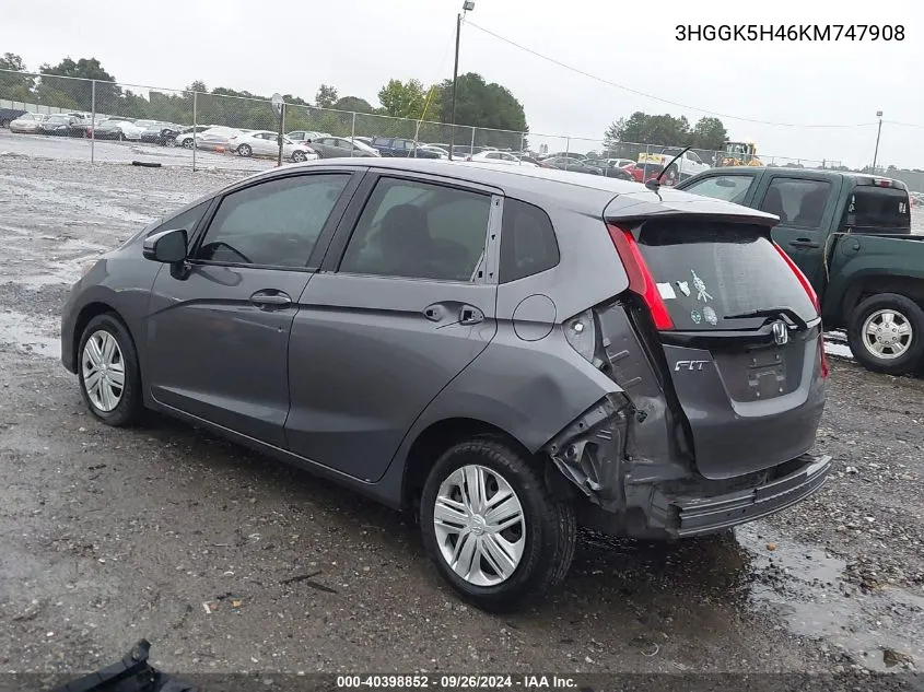 2019 Honda Fit Lx VIN: 3HGGK5H46KM747908 Lot: 40398852