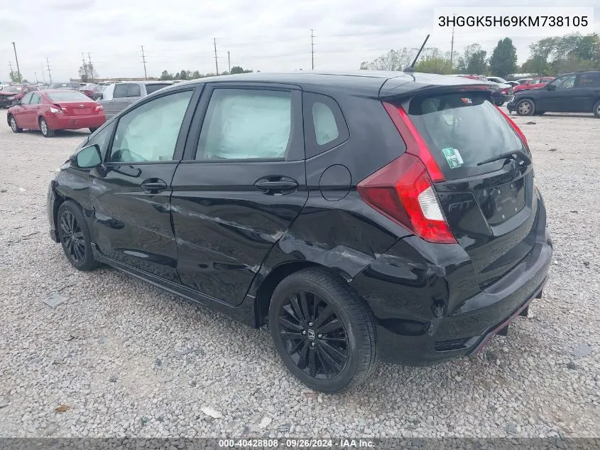 2019 Honda Fit Sport VIN: 3HGGK5H69KM738105 Lot: 40428808