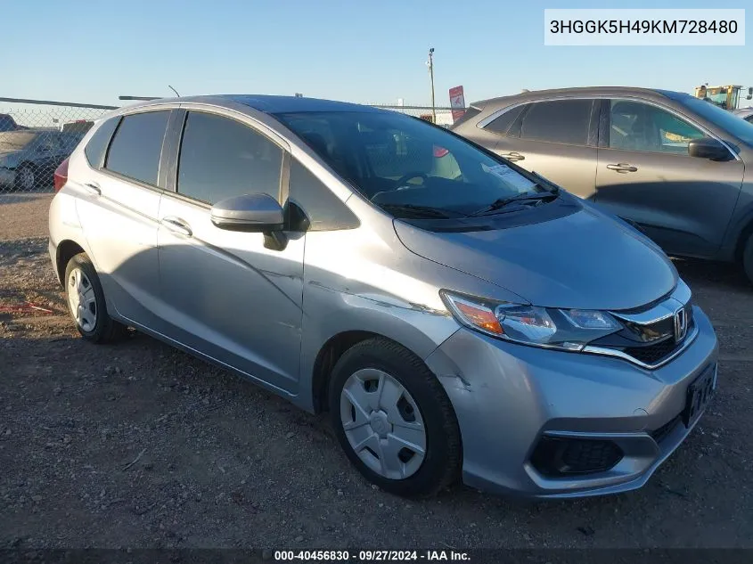 2019 Honda Fit Lx VIN: 3HGGK5H49KM728480 Lot: 40456830