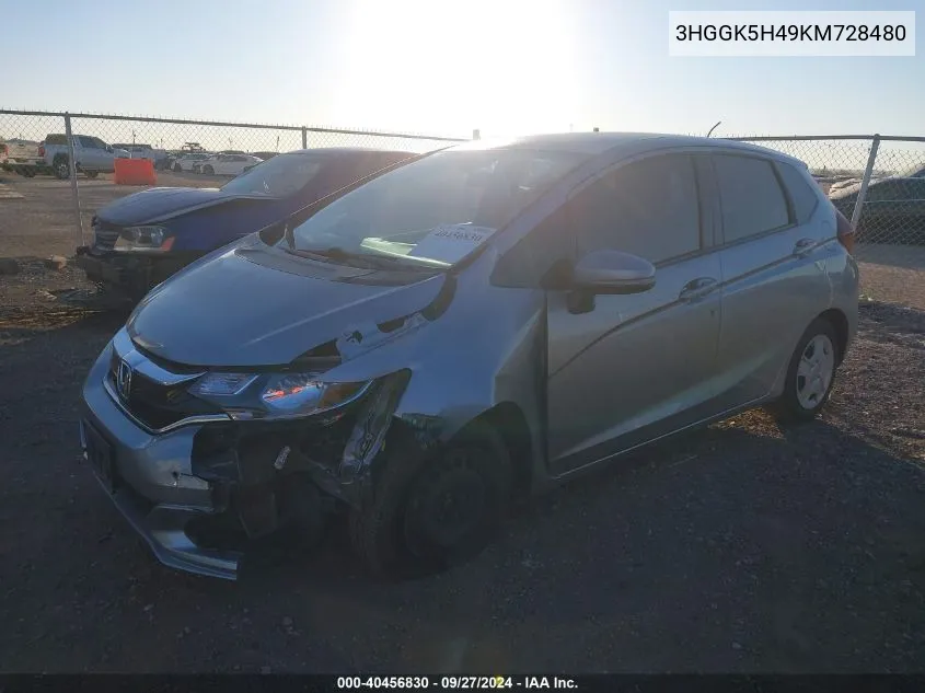 2019 Honda Fit Lx VIN: 3HGGK5H49KM728480 Lot: 40456830