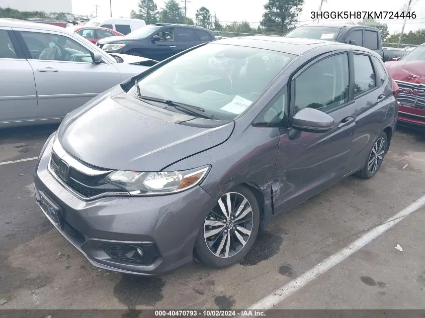 2019 Honda Fit Ex VIN: 3HGGK5H87KM724446 Lot: 40470793