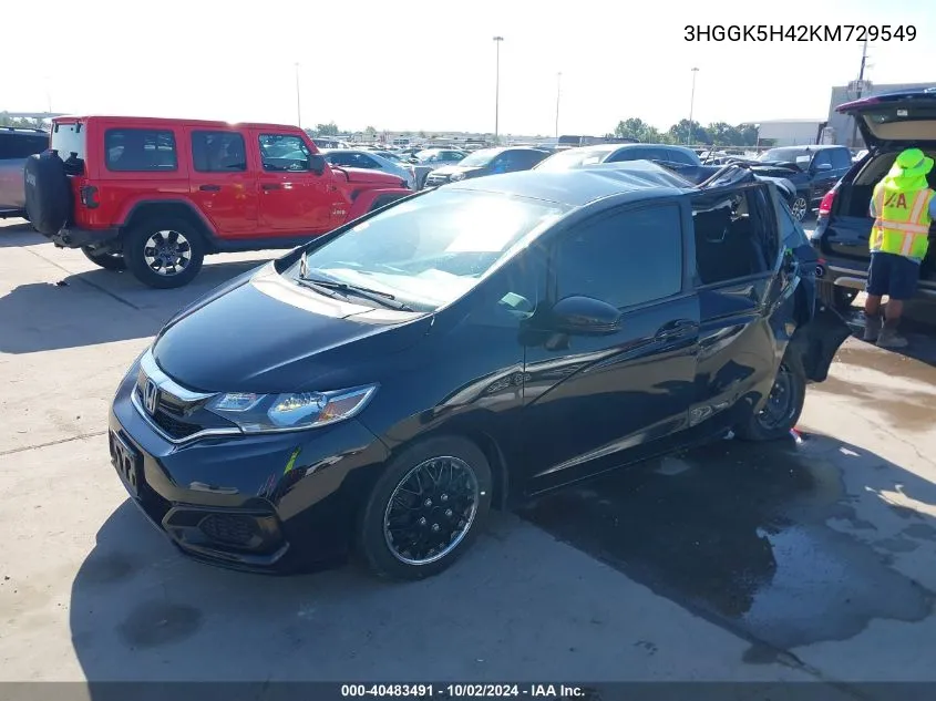 2019 Honda Fit Lx VIN: 3HGGK5H42KM729549 Lot: 40483491