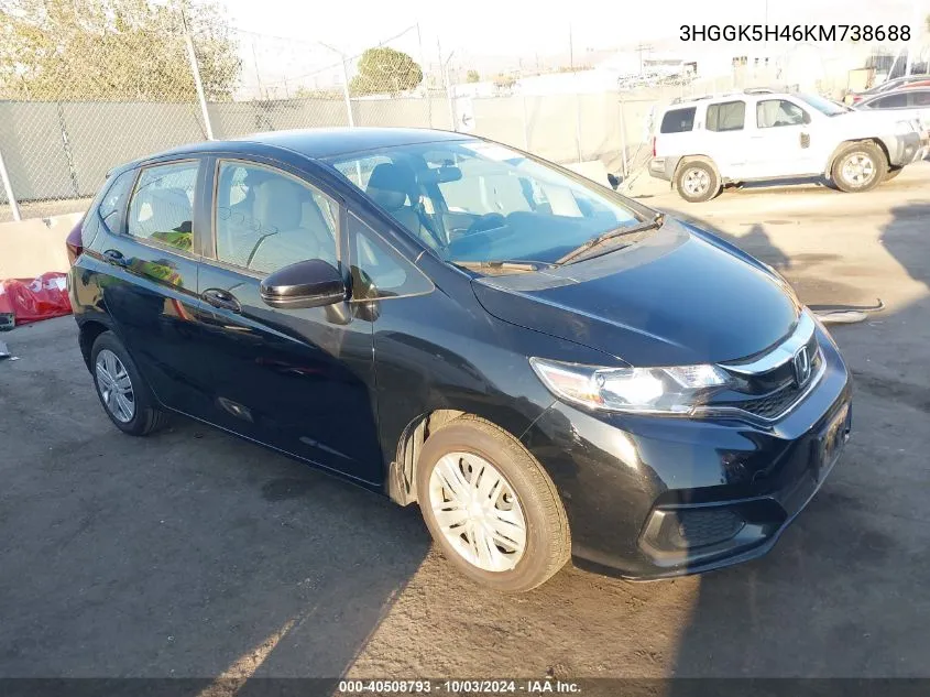 2019 Honda Fit Lx VIN: 3HGGK5H46KM738688 Lot: 40508793