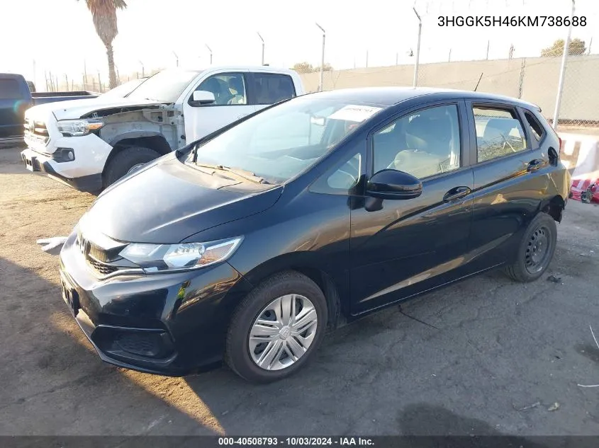 2019 Honda Fit Lx VIN: 3HGGK5H46KM738688 Lot: 40508793