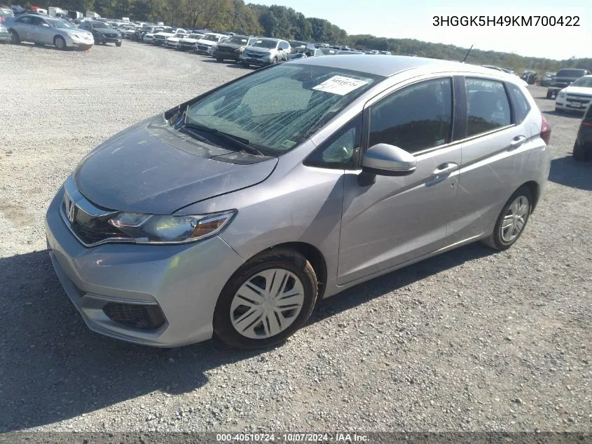 2019 Honda Fit Lx VIN: 3HGGK5H49KM700422 Lot: 40510724