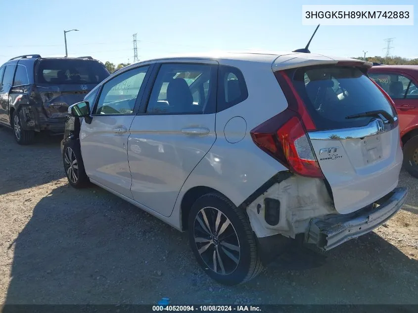 2019 Honda Fit Ex VIN: 3HGGK5H89KM742883 Lot: 40520094