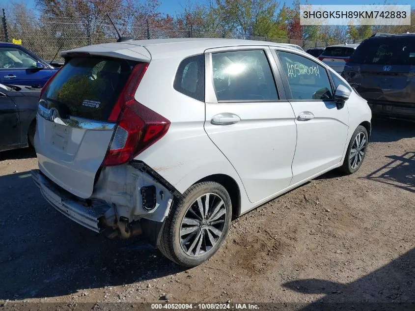 2019 Honda Fit Ex VIN: 3HGGK5H89KM742883 Lot: 40520094