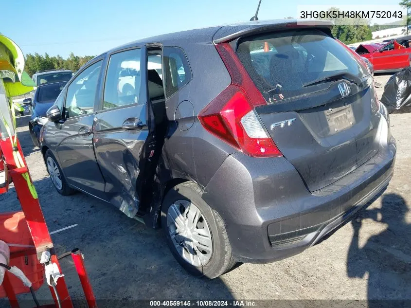 2019 Honda Fit Lx VIN: 3HGGK5H48KM752043 Lot: 40559145