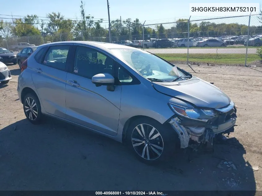 2019 Honda Fit Ex VIN: 3HGGK5H83KM752101 Lot: 40568081