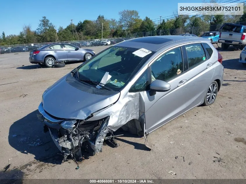 2019 Honda Fit Ex VIN: 3HGGK5H83KM752101 Lot: 40568081