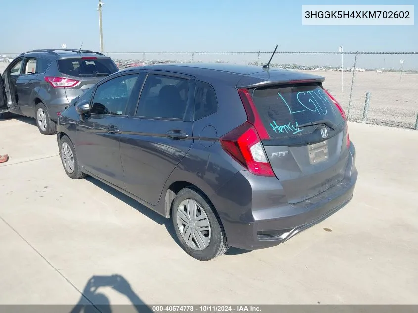 2019 Honda Fit Lx VIN: 3HGGK5H4XKM702602 Lot: 40574778