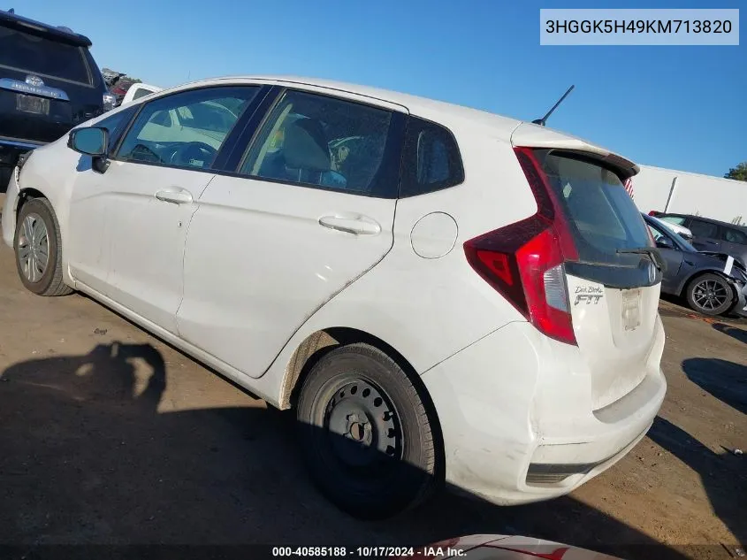 2019 Honda Fit Lx VIN: 3HGGK5H49KM713820 Lot: 40585188