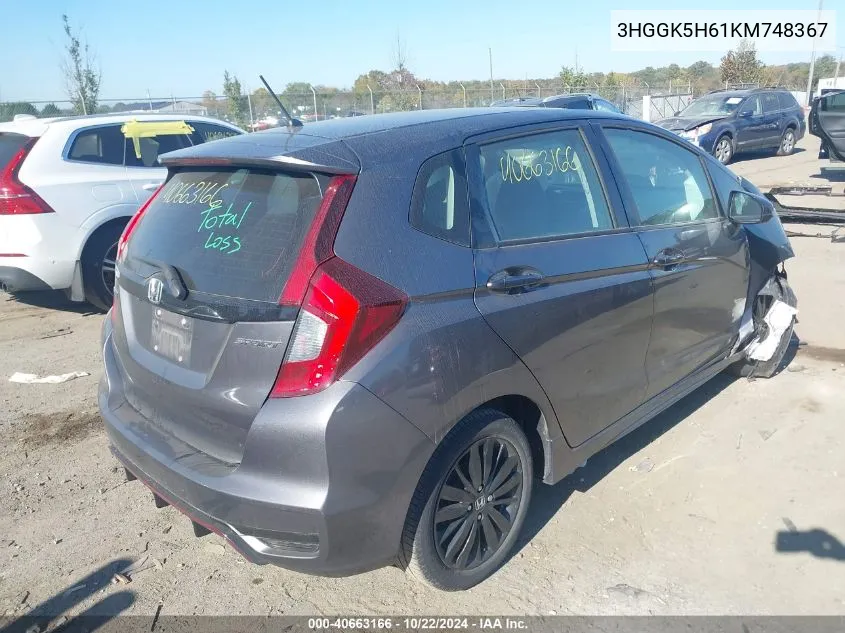 2019 Honda Fit Sport VIN: 3HGGK5H61KM748367 Lot: 40663166