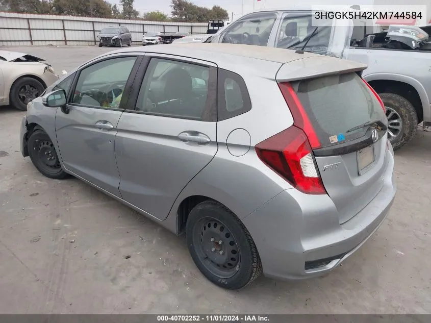 2019 Honda Fit Lx VIN: 3HGGK5H42KM744584 Lot: 40702252