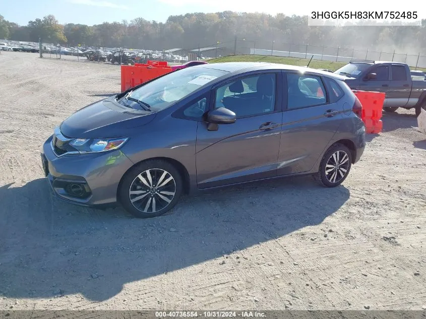 2019 Honda Fit Ex VIN: 3HGGK5H83KM752485 Lot: 40736554