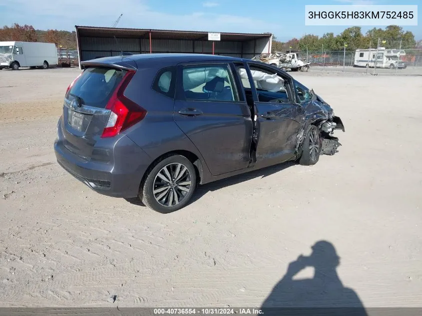 2019 Honda Fit Ex VIN: 3HGGK5H83KM752485 Lot: 40736554