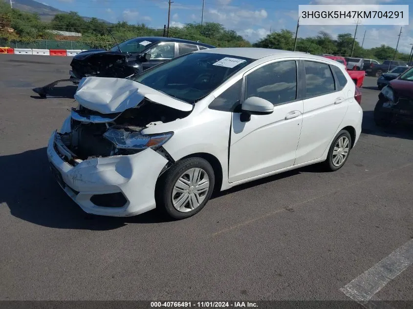 2019 Honda Fit Lx VIN: 3HGGK5H47KM704291 Lot: 40766491