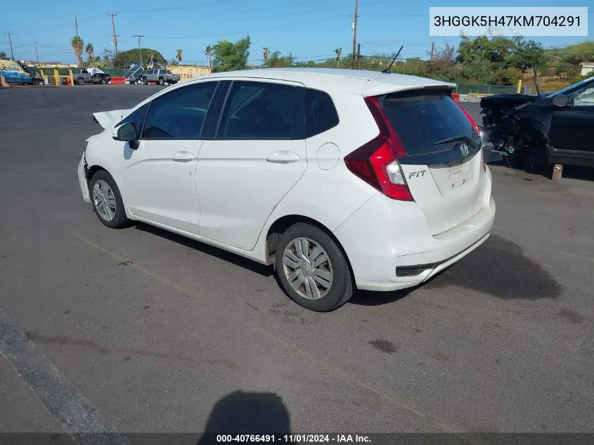 2019 Honda Fit Lx VIN: 3HGGK5H47KM704291 Lot: 40766491