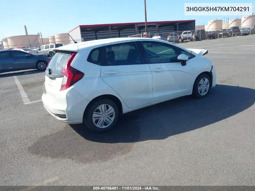 2019 Honda Fit Lx VIN: 3HGGK5H47KM704291 Lot: 40766491