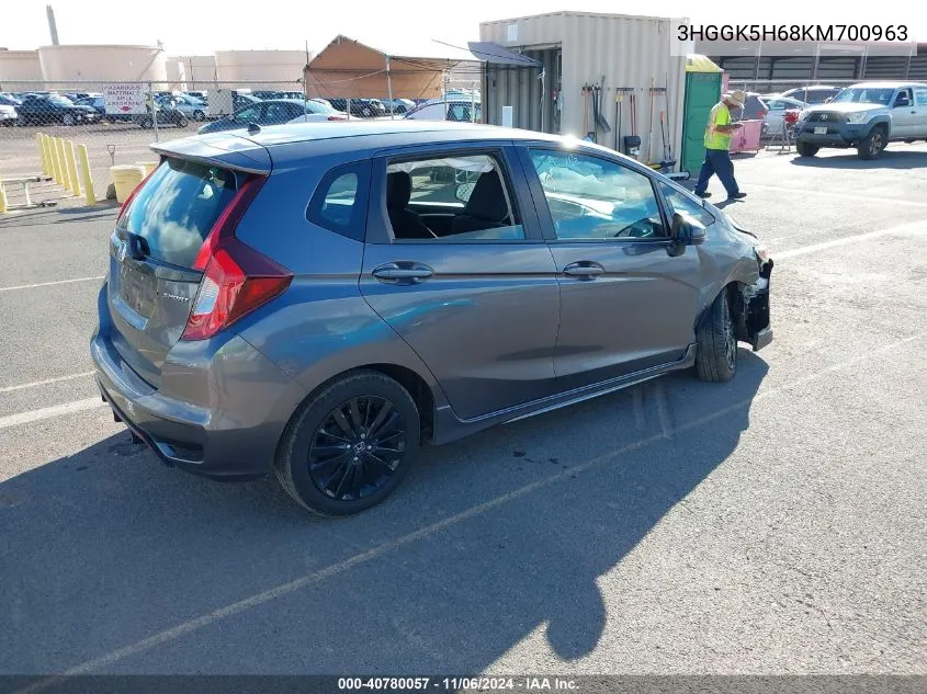 2019 Honda Fit Sport VIN: 3HGGK5H68KM700963 Lot: 40780057