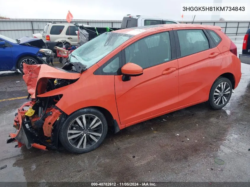 2019 Honda Fit Ex VIN: 3HGGK5H81KM734843 Lot: 40782612