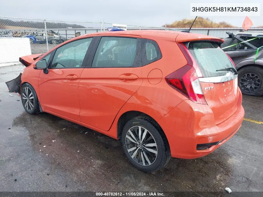 2019 Honda Fit Ex VIN: 3HGGK5H81KM734843 Lot: 40782612