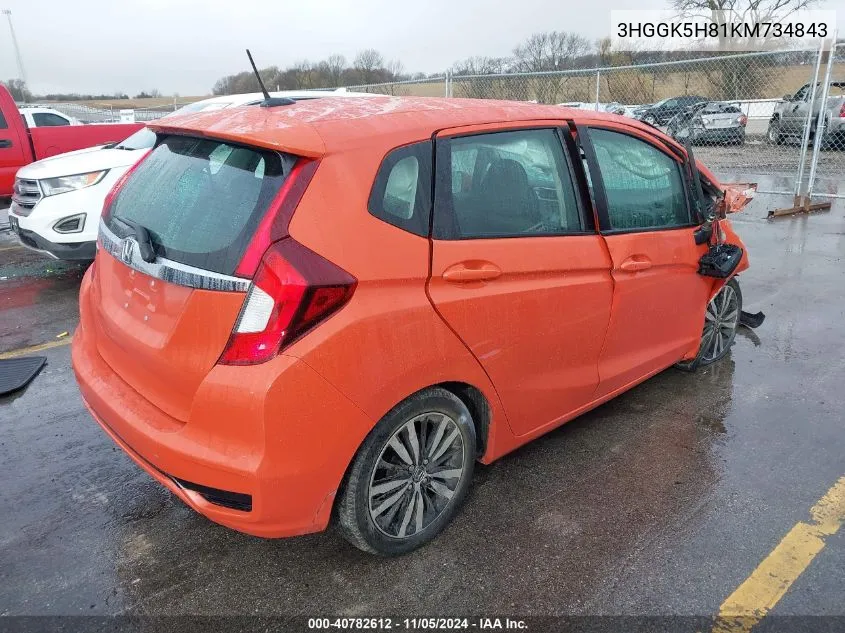 2019 Honda Fit Ex VIN: 3HGGK5H81KM734843 Lot: 40782612