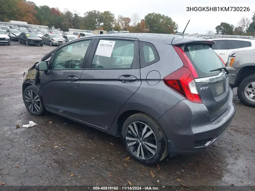 2019 Honda Fit Ex VIN: 3HGGK5H81KM730226 Lot: 40819165