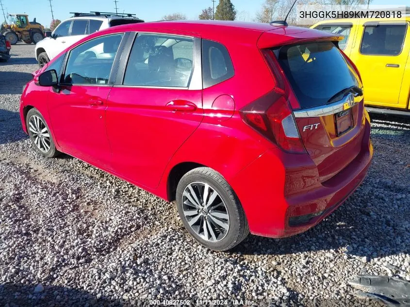 2019 Honda Fit Ex VIN: 3HGGK5H89KM720818 Lot: 40827502