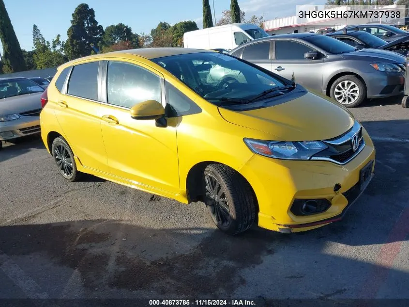 2019 Honda Fit Sport VIN: 3HGGK5H67KM737938 Lot: 40873785