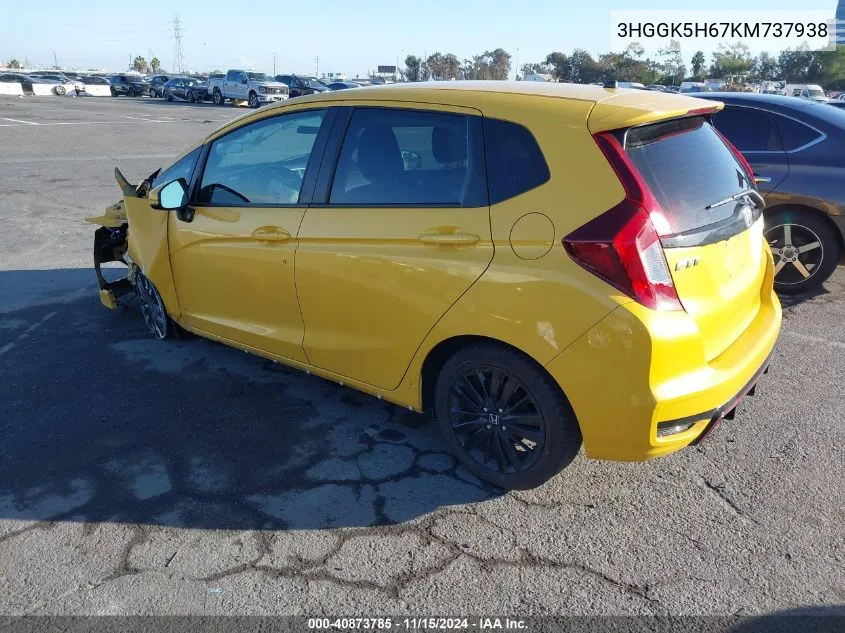 2019 Honda Fit Sport VIN: 3HGGK5H67KM737938 Lot: 40873785