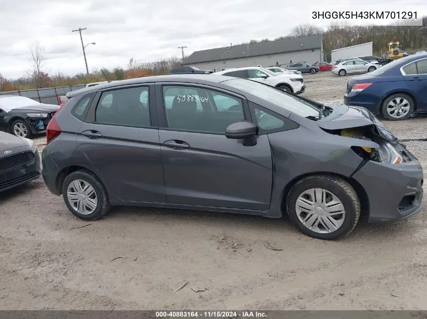 2019 Honda Fit Lx VIN: 3HGGK5H43KM701291 Lot: 40883164