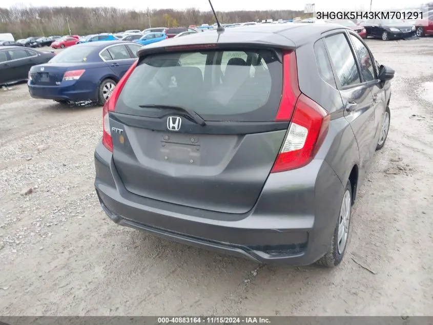 2019 Honda Fit Lx VIN: 3HGGK5H43KM701291 Lot: 40883164