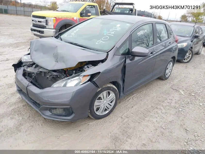 2019 Honda Fit Lx VIN: 3HGGK5H43KM701291 Lot: 40883164