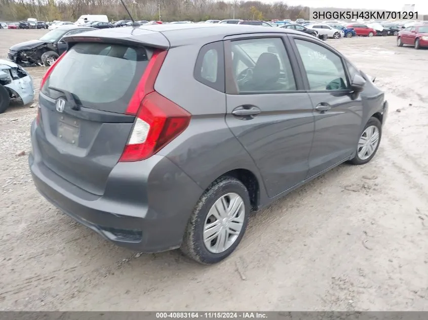 2019 Honda Fit Lx VIN: 3HGGK5H43KM701291 Lot: 40883164