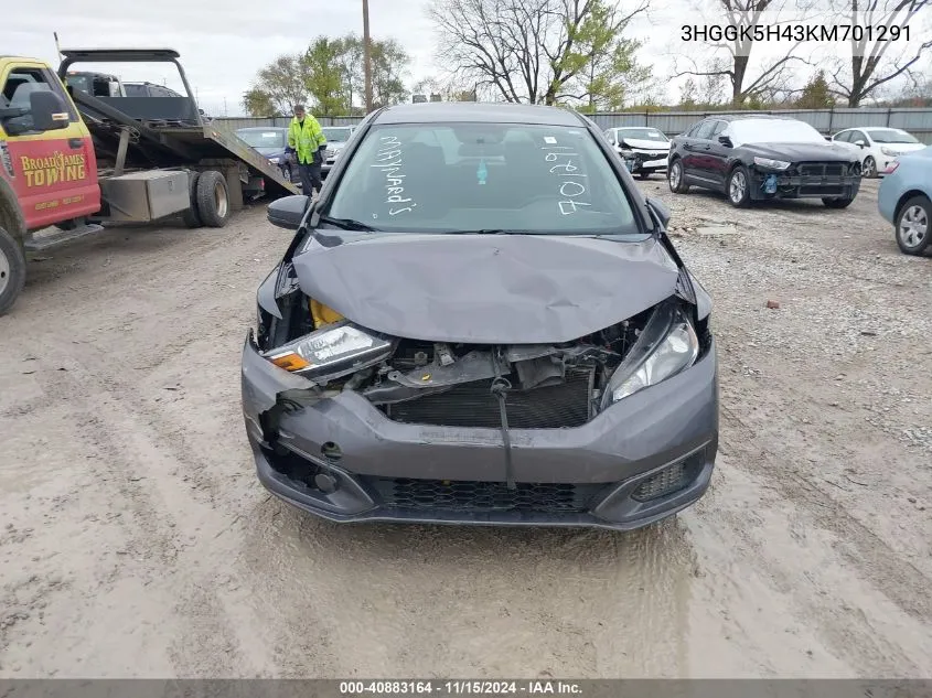 2019 Honda Fit Lx VIN: 3HGGK5H43KM701291 Lot: 40883164