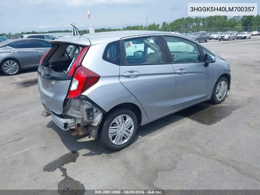 2020 Honda Fit Lx VIN: 3HGGK5H40LM700357 Lot: 39513860